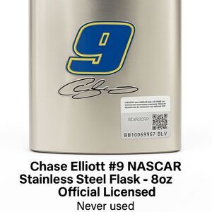 🏎 Chase Elliott #9 NASCAR Flask – 8oz Stainless Steel – Official Collectible!
